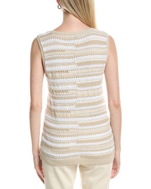 Jones New York White Textured Stitch Sweater Tank