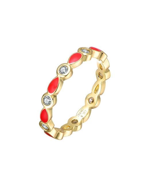 Rachel Glauber White 14k Plated Cz Stackable Ring