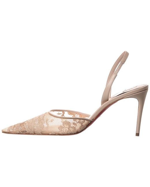 Christian Louboutin Pink Kate Max O Sling 85 Lace & Leather Slingback Pump