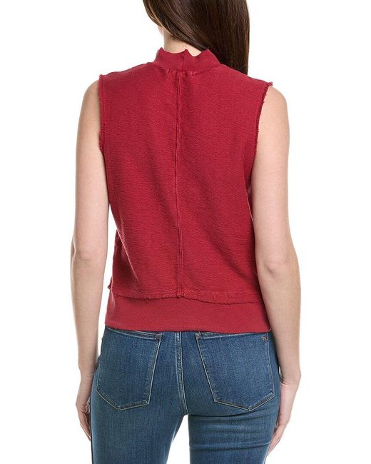XCVI Red Isolde Mock Neck Tank