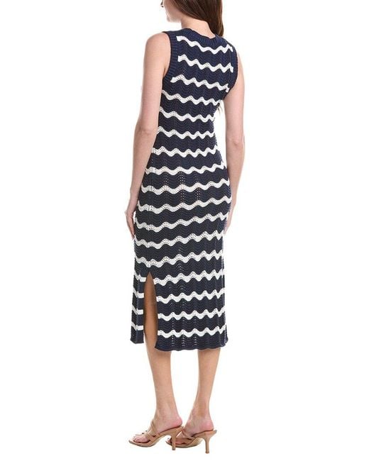 Isla Blue Freya Wave Pointelle Stripe Dress