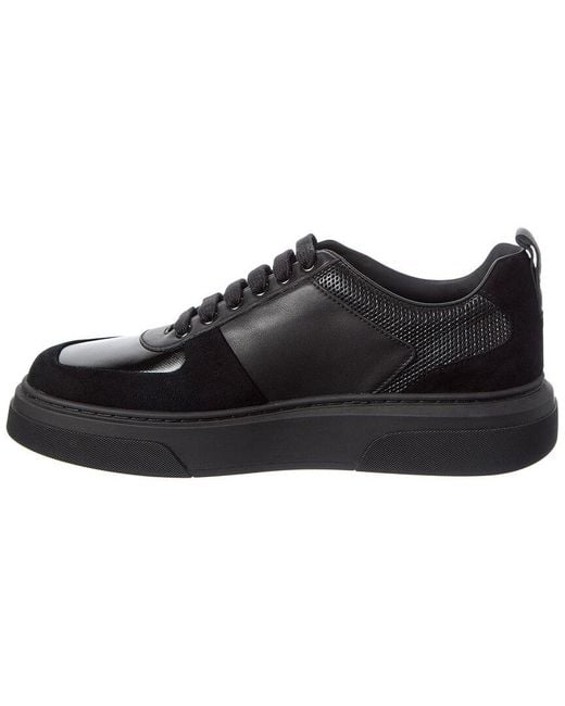 Ferragamo Black Cassina Leather & Suede Sneaker for men