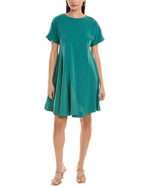 Alpha Studio Green Flare Panel A-Line Dress