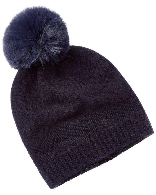 Phenix Blue Zig-Zag Texture Cashmere Beanie