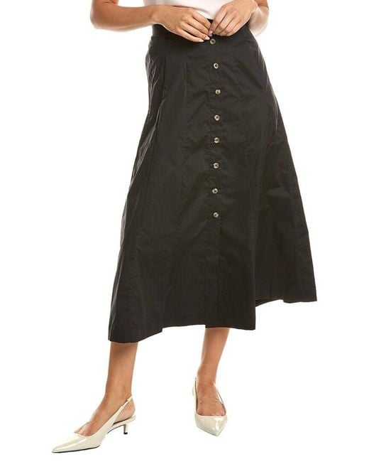 Tahari Black Button Midi Skirt