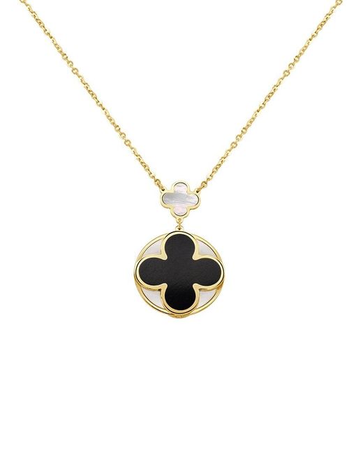 Italian Gold White 14K Gemstone Clover Pendant