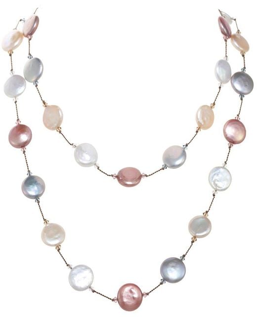 Margo Morrison Metallic Silver 14-15mm Pearl Necklace