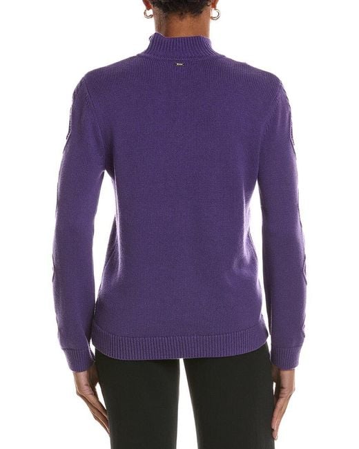 St. John Purple Cable Zip Cashmere-Blend Jacket