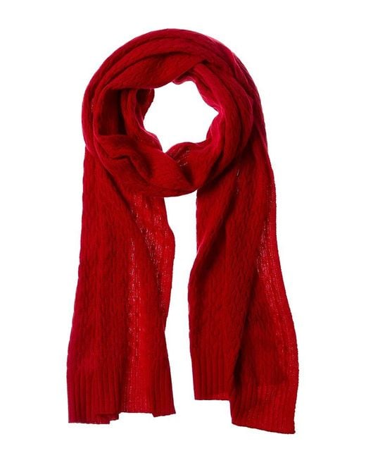 Forte Red Cable Texture Stitch Cashmere Scarf