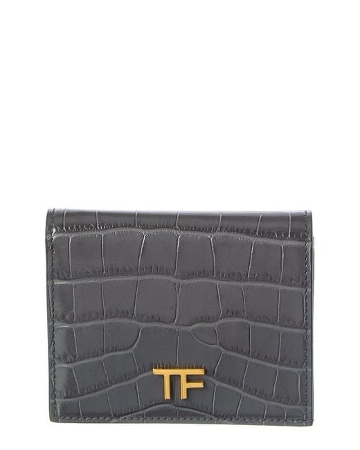 Tom Ford Gray Leather Card Case