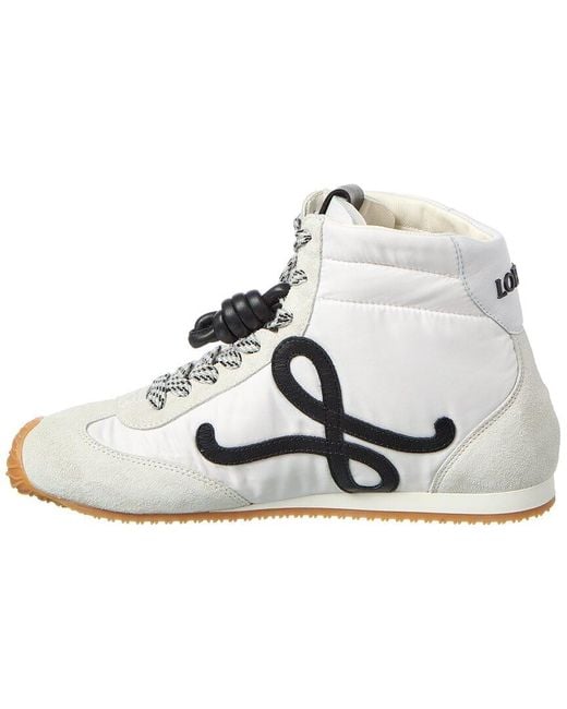 Loewe White Ballet Runner 2.0 Nylon & Leather High-Top Sneaker
