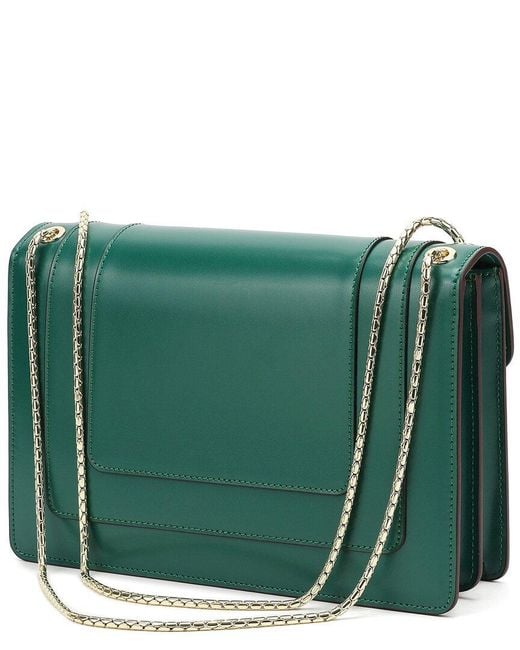 Tiffany & Fred Paris Green Fold-Over Smooth Leather Crossbody