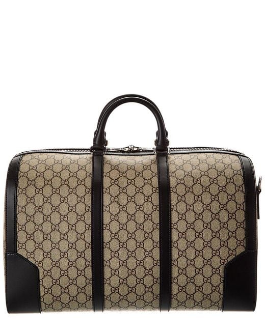 Gucci Brown Medium Gg Supreme Canvas & Leather Duffel Bag
