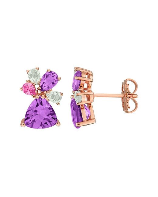 Rina Limor Pink Rose-Plated 4.54 Ct. Tw. Gemstone Earrings