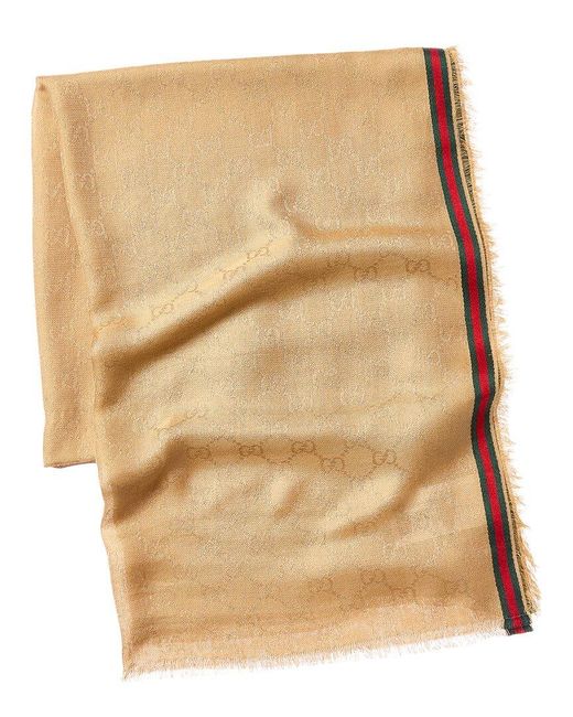 Gucci Natural Gg Web Silk-Blend Scarf for men