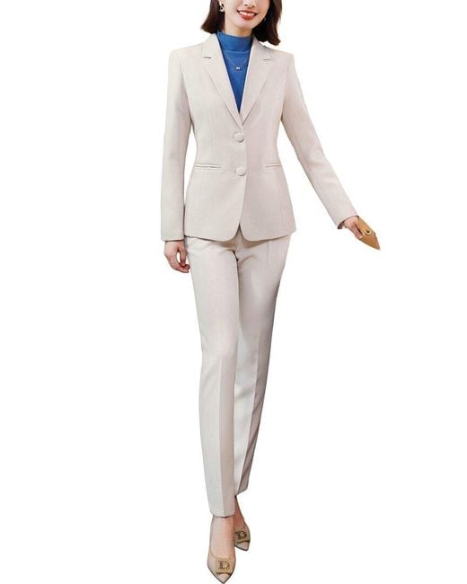 Bossy Chic White 2Pc Blazer & Pant Set