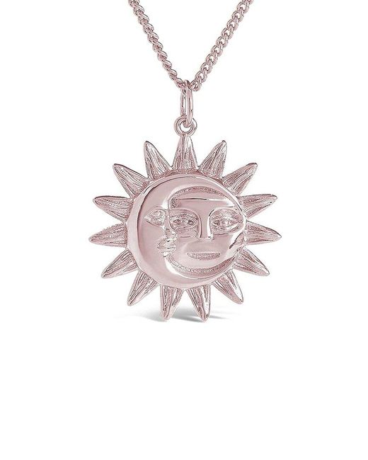 Sterling Forever Pink 14k Rose Gold Plated Moon & Sun Pendant Necklace