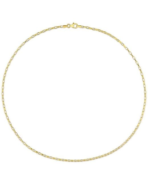 Italian Silver Metallic 18K Over Fancy Rectangular Rolo Chain Necklace