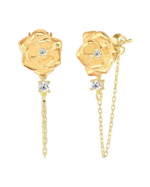 Gabi Rielle Metallic 14k Over Silver Cz Rosebud Earrings
