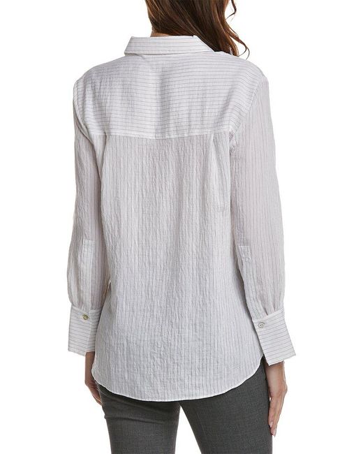 Vince Fine Stripe Relaxed Shirt in Gray | Lyst