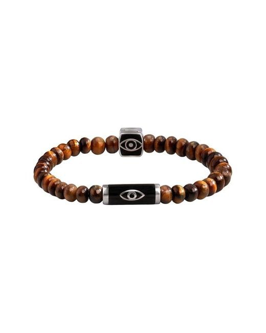 Karma and Luck Brown Plated Tiger Eye Stretch Bracelet