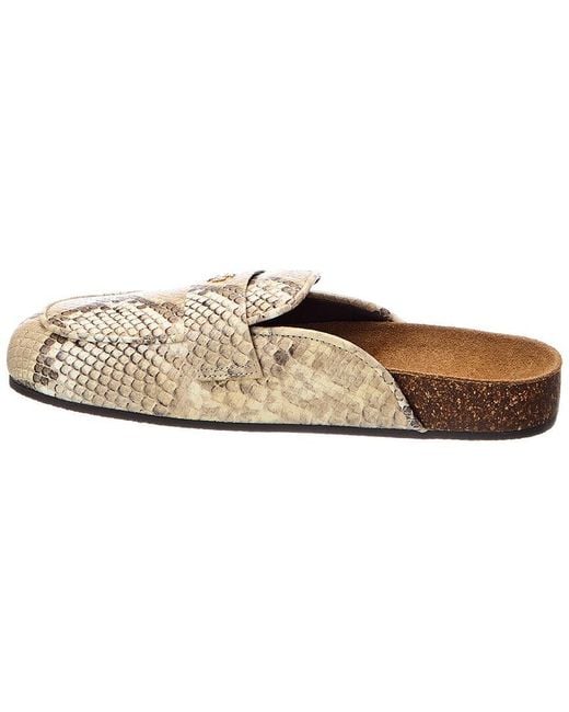 Tory Burch White Everly Cork Snake-Embossed Mule