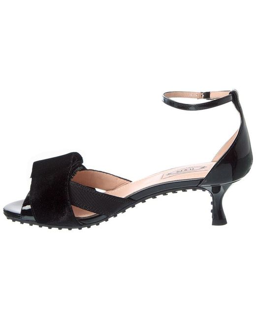 Tod's Black Tods Logo Patent Sandal