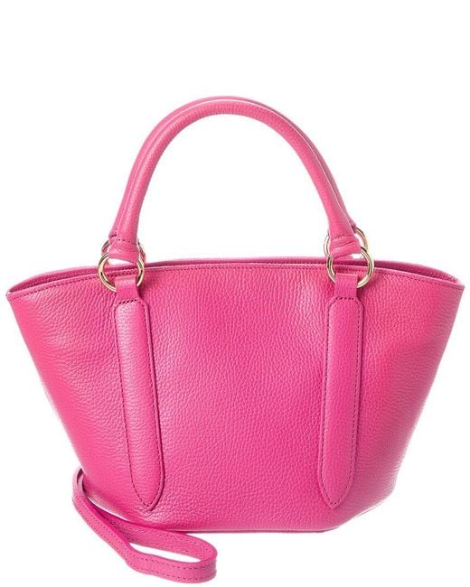 Italian Leather Pink Top Handle Tote