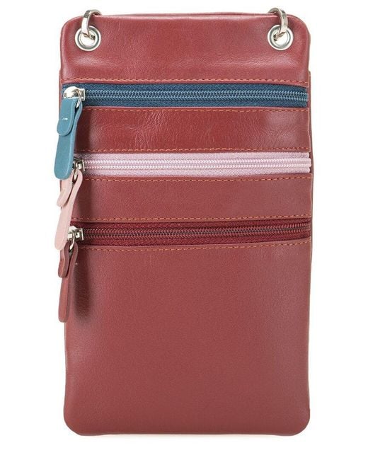Mywalit Red Leather Travel Neck Purse