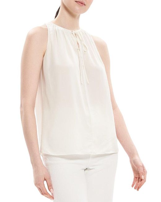 Theory White Cutaway Tie Top