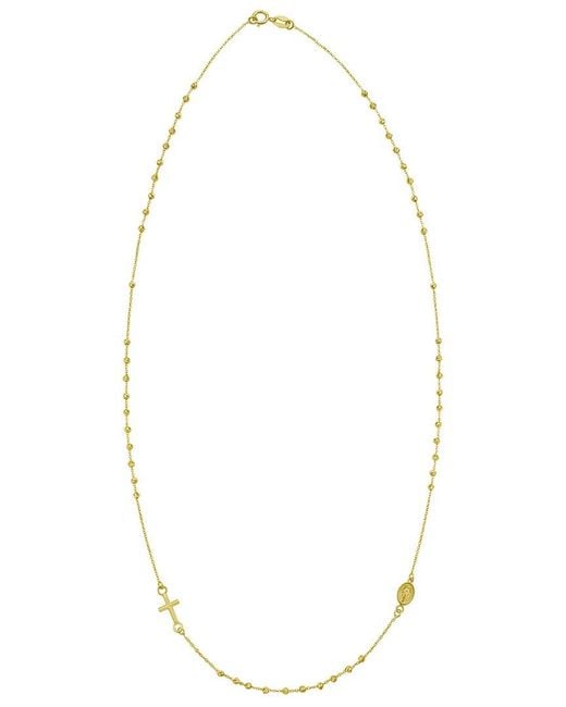 Italian Gold White 14K Rosary Necklace