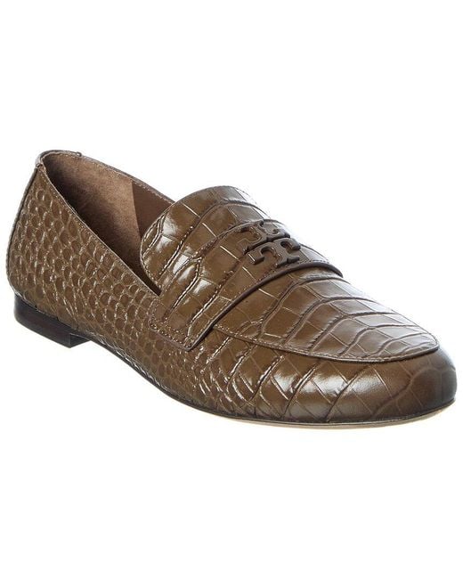 Tory Burch Brown Mini Everly Croc-Embossed Leather Loafer