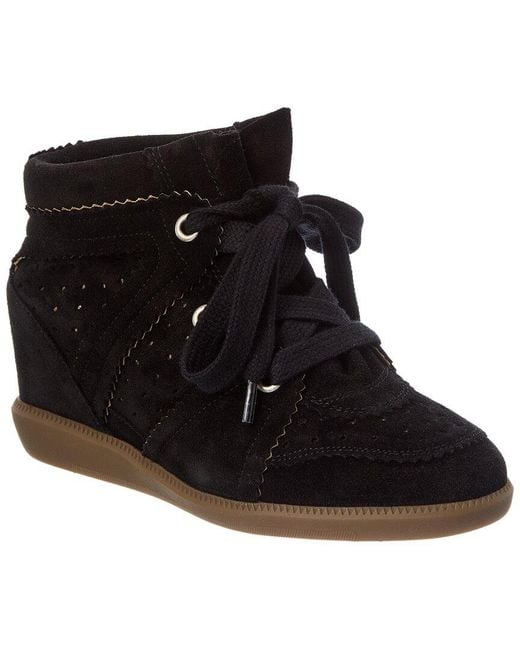 Isabel Marant Black Bobby Suede Wedge Sneaker