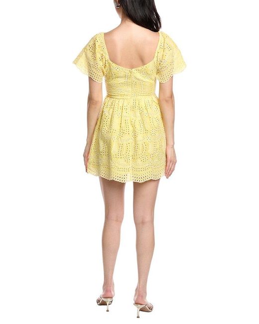 LOST AND WANDER Yellow Lemon Drop Mini Dress