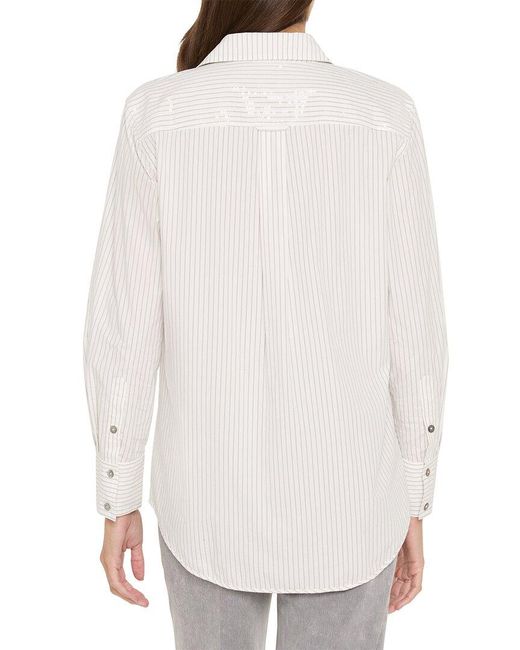 NIC+ZOE White Subtle Shine Stripe Shirt