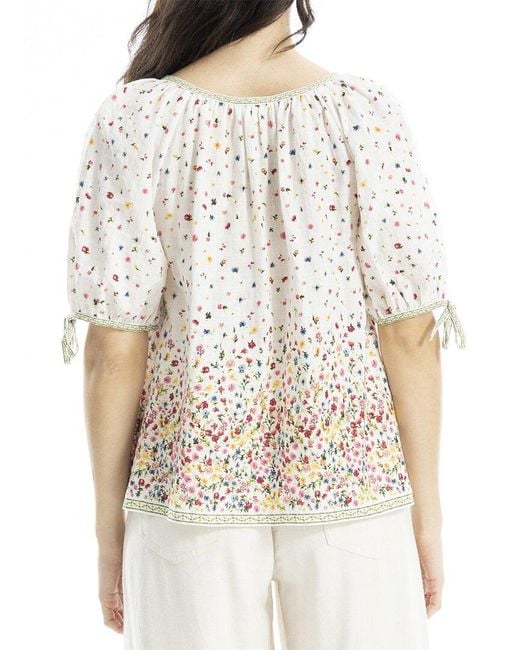 Max Studio White Tie-Sleeve Blouse