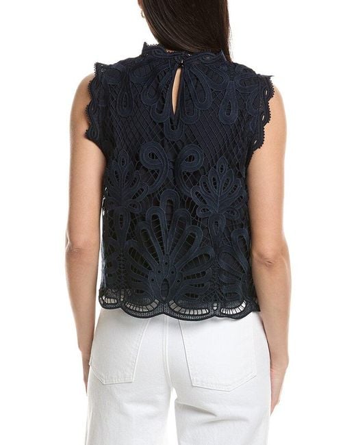 NVLT Blue Sleeveless Lace Top