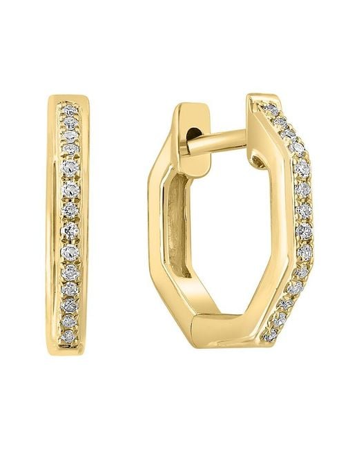 Effy Fine Jewelry Metallic 14K 0.08 Ct. Tw. Diamond Earrings