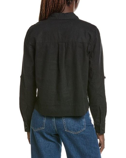 Michael Stars Black Nat Linen-Blend Shirt