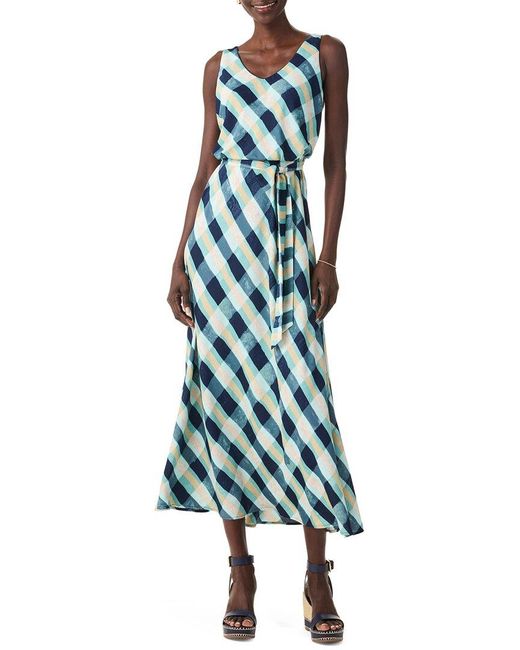 NIC+ZOE Green Petite Painted Plaid Bianca Dress