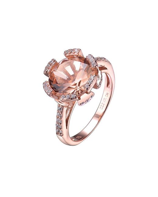 Genevive Jewelry Pink 18k Rose Gold Vermeil Cz Ring