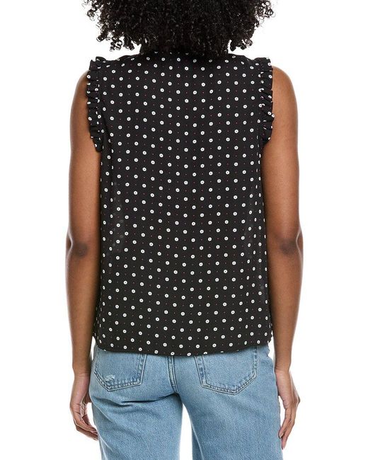 Cece Black V-Neck Button Down Blouse