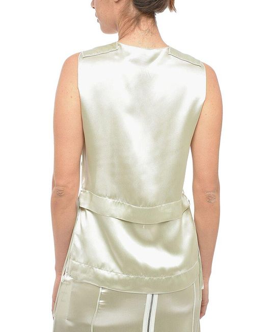 Bottega Veneta Green Satin Gathered Top