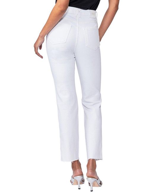 PAIGE White Noella Soft Ecru Destructed High-rise Relaxed Straight Leg Jean
