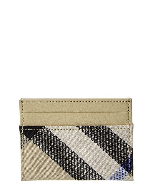 Burberry Gray Check Canvas & Leather Card Case