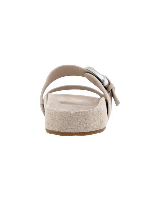 Aerosoles White Lemon Leather Flat Sandal
