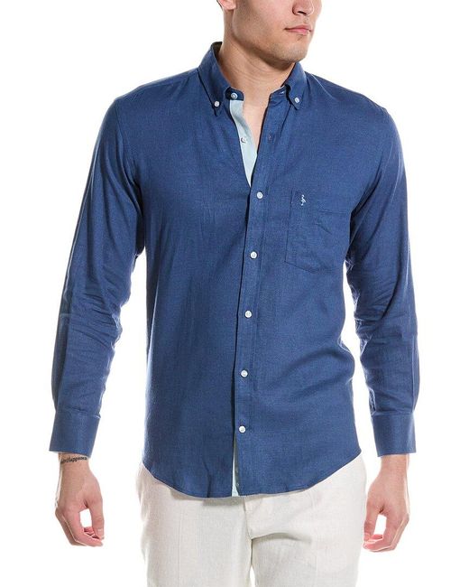 Tailorbyrd Blue Linen-blend Shirt for men