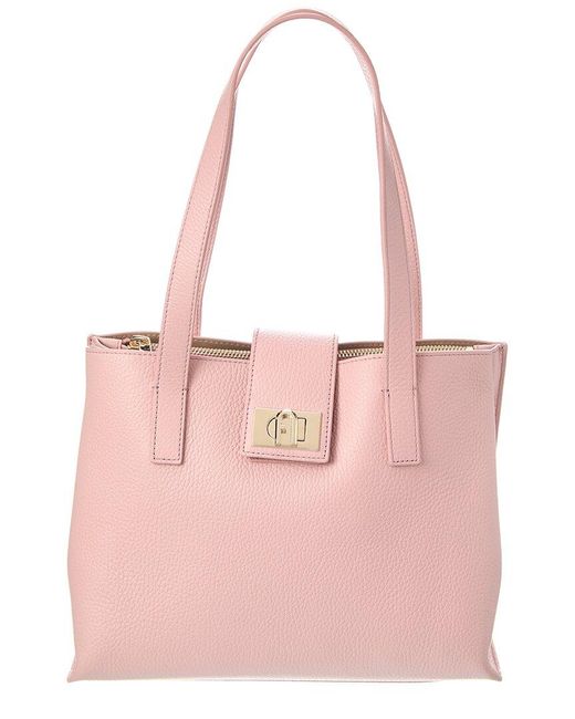 Furla Pink 1927 Medium Soft Leather Tote 28