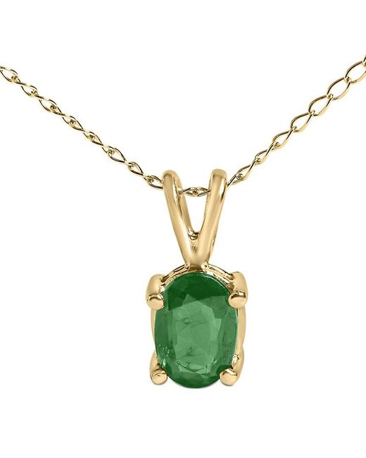 Haus of Brilliance Metallic Colorful Gemstones 14K 0.45 Ct. Tw. Emerald Pendant Necklace
