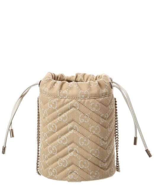 Gucci Natural Gg Marmont Small Gg Canvas Bucket Bag